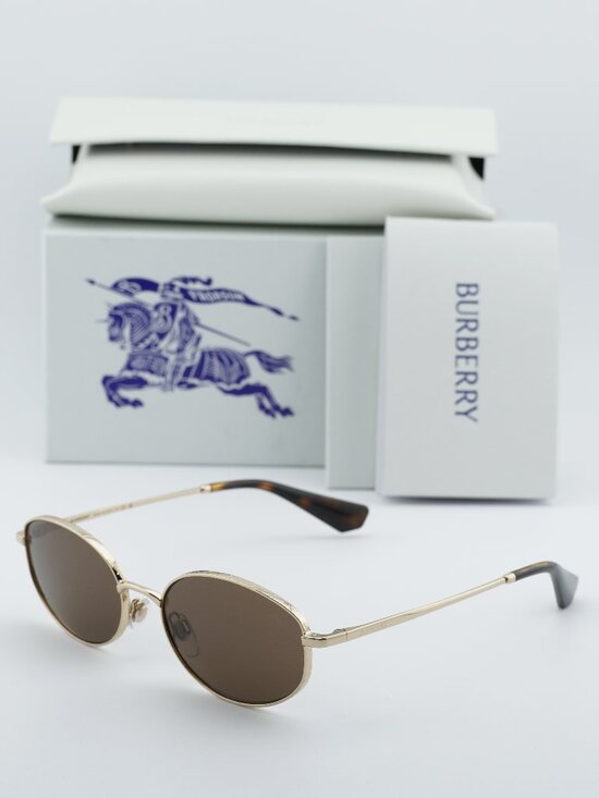 Burberry BE3169 110973 Oval Sunglasses - Gold/Brown main image 10